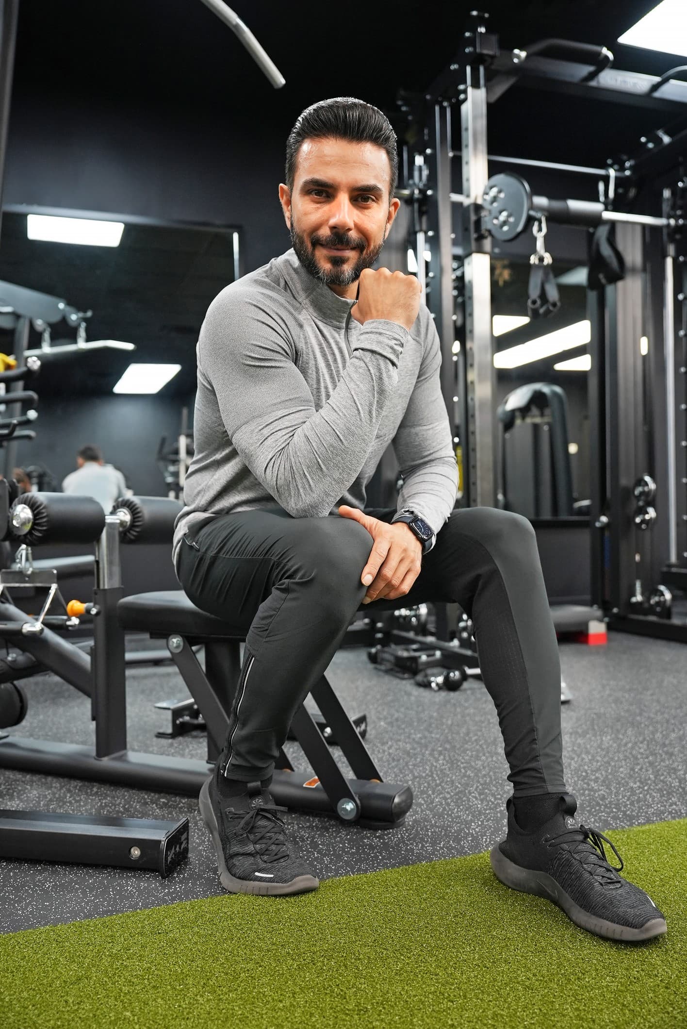 Hossein between sets at the studio